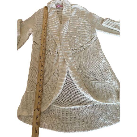 Lilly Pulitzer Cream Front Clasp Open Front Cardigan Sweater M - Picture 7 of 14